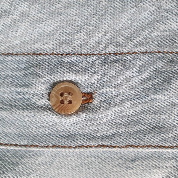 Size 50" Light Blue Denim 100% Cotton Short Sleeve Shirt - Picture 4 of 8